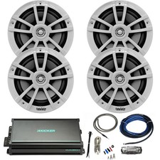 Infinity 6.5" Marine 225W 2-Way Speakers, 4-Channel Marine Amplifier, Wire Kit