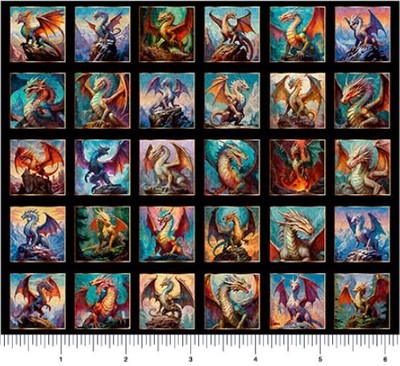 36'' X 44'' Panel Dragon's Song Fantasy Mythical Cotton Fabric D688.97