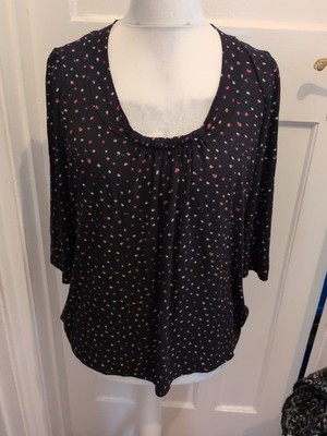 Marks and Spencer Bluse 18 schwarz mit bunten Punkten 3/4 Arm