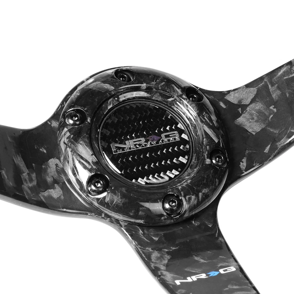 NRG 350MM 3" DEEP DISH 6-HOLE FORGED CARBON FIBER 3-SPOKE STEERING WHEEL BLACK - Image 2 of 4