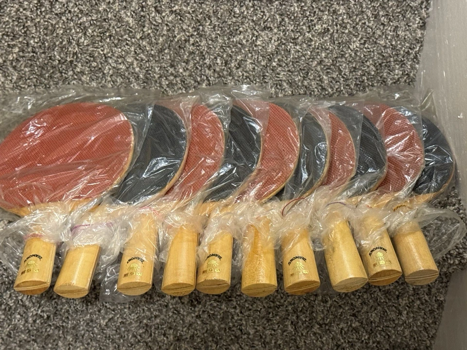 Vintage DIAMOND Table Tennis / Ping Pong Paddles Set of 10 NOS New China Rare - Image 3 of 4