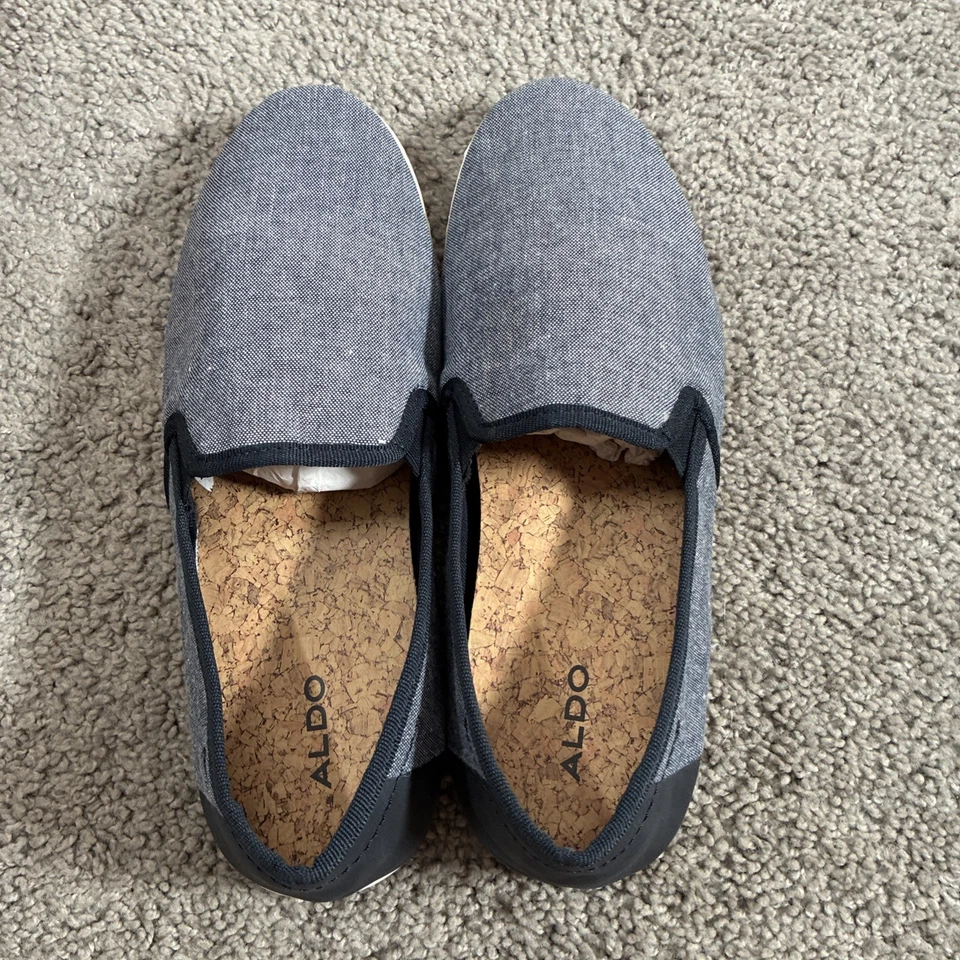 Mocasines sin cordones de lona azul Aldo plantilla de corcho para hombre 8 Foto 4 de 4