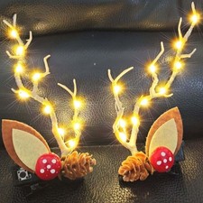 LED Christmas Hair Clips Reindeer Antlers 2