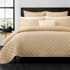 Edredón edredón Donna Karan Luxury Meditate KING dorado lino seda lavado a máquina