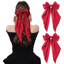 2PCS Big Hair Bow Clips for Women Girls Red 1 Count Pack of 2 , big-Red