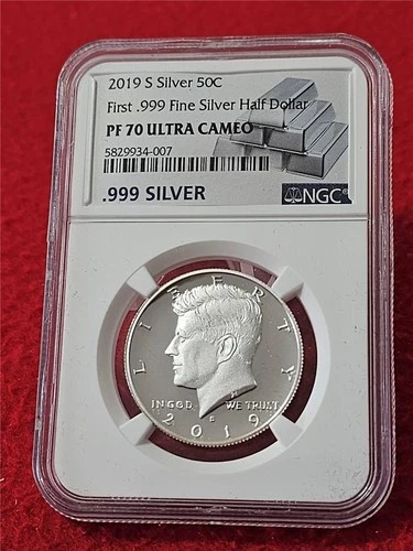 2019-S Kennedy FIRST .999 FINE SILVER Half Dollar. NGC PF 70 ULTRA CAMEO#T0705