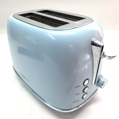 2 Slice Toaster Wide Slot Aqua Retro Style 6 Settings Bagel Function Sky Blue