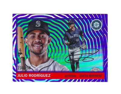 Julio Rodriguez 2025 Topps Chrome Platinum Purple Vibrations Refractor /250 #179