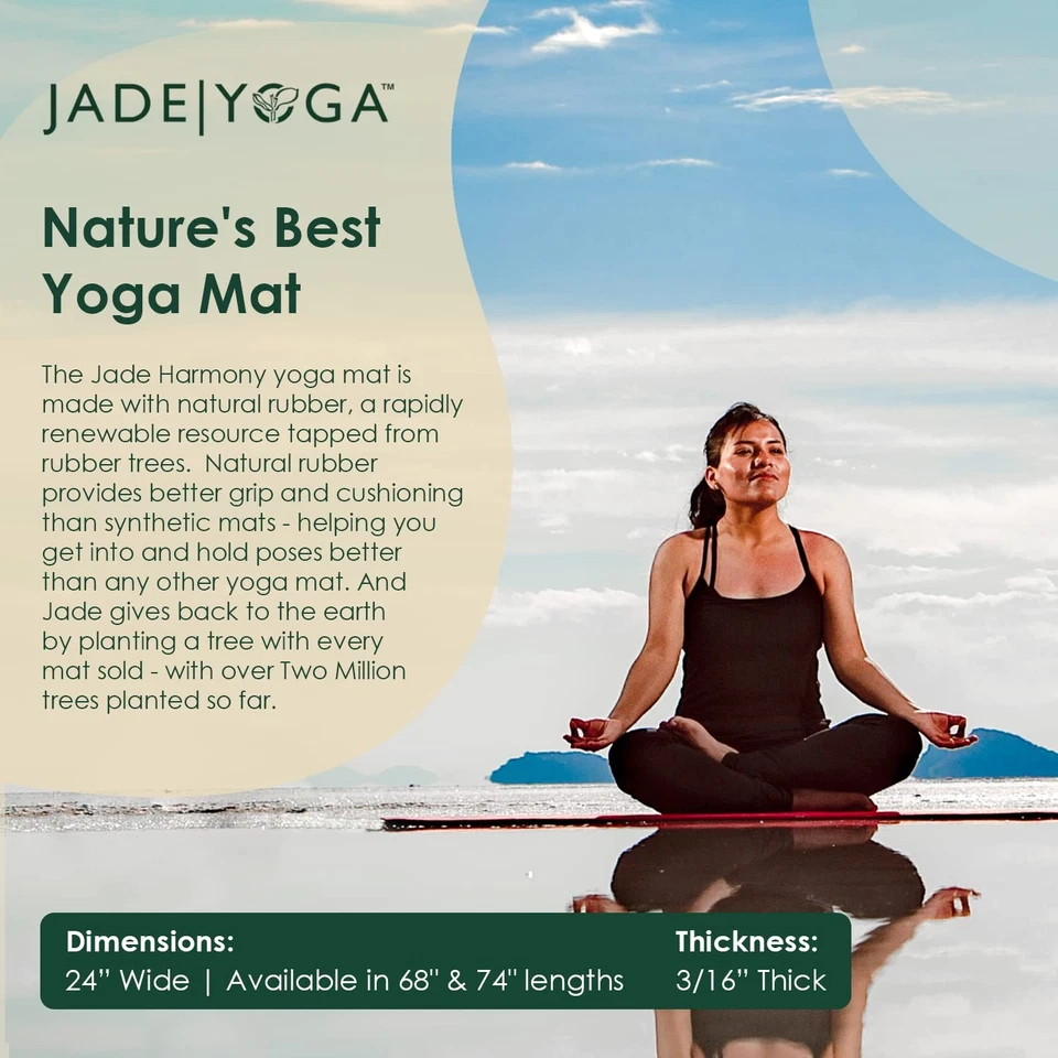 Estera de yoga Jade Harmony de goma natural antideslizante ecológica de 24 pulgadas de ancho Foto 4 de 4