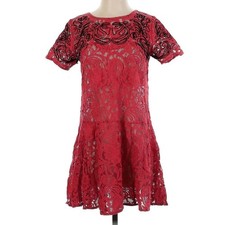 Free People Cherry Lace Dreamer Red Lace Small Dress