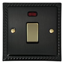 G&H MBB326-PB Roped Black Bronze 1 Gang 20 Amp Double Pole Switch & Neon
