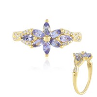 Cavill Ring Sterlingsilber Vergoldet Tansanit 0,77Ct Zirkon Damen- Echtschmuck