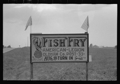 Photo:Oldham County Kentucky 1940 American Legion Fish Fry Post 39 Sign