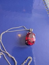 Oval Ruby Quartz Pendant Sterling Silver 925 Hallmarked All Chain Lengths