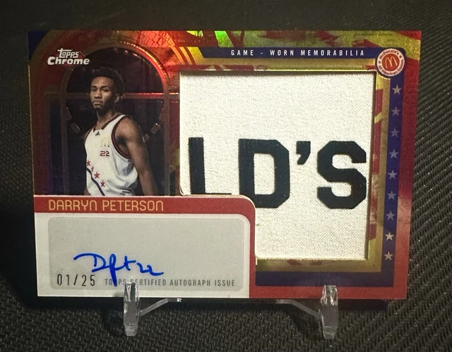 Darryn Peterson 2025 Topps Chrome McDonalds All-American GOLDEN Patch Auto 01/25