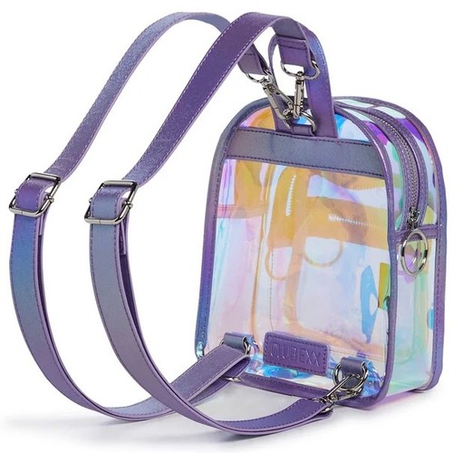 Club Exx Stellar Mode iridescent holographic clear glitter rave mini backpack - Picture 4 of 7