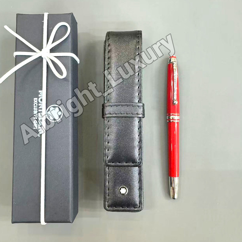 MONTBLANC Meisterstuck 163 Red Fountain Pen Platinum Trim | w/Box & Leather Case