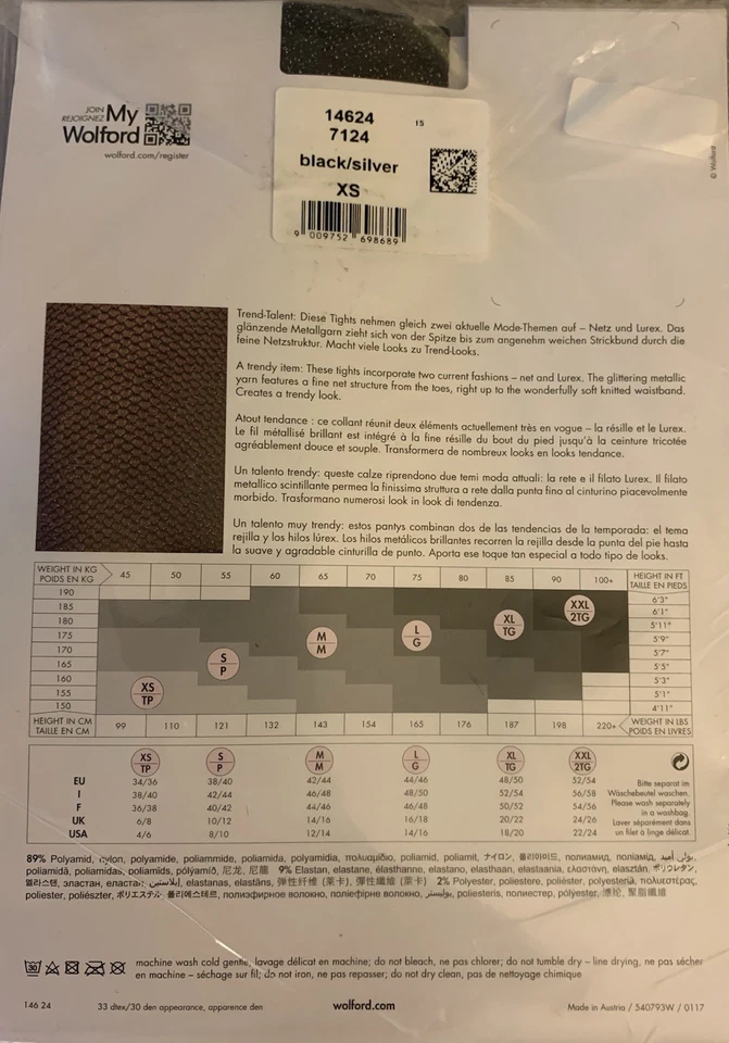Wolford Lurex 网紧身衣 - 黑色/银色 - 全新带标签 - XS — 第 3/3 张图片