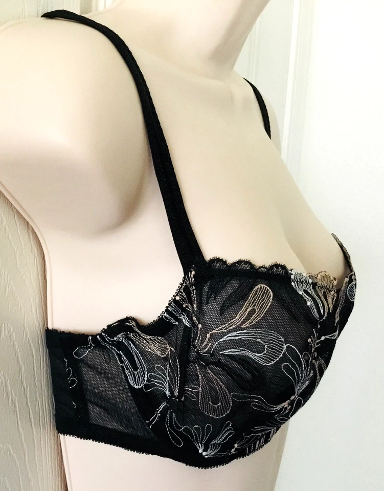 Felina ~ Paramour F115009 ~ Negro ~ Sujetador de encaje con aros semi transparente ~ 36C ~ Nuevo con etiquetas Foto 2 de 4