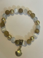 Lotus Natural Stone Brazalete Gemstone , Hand Made