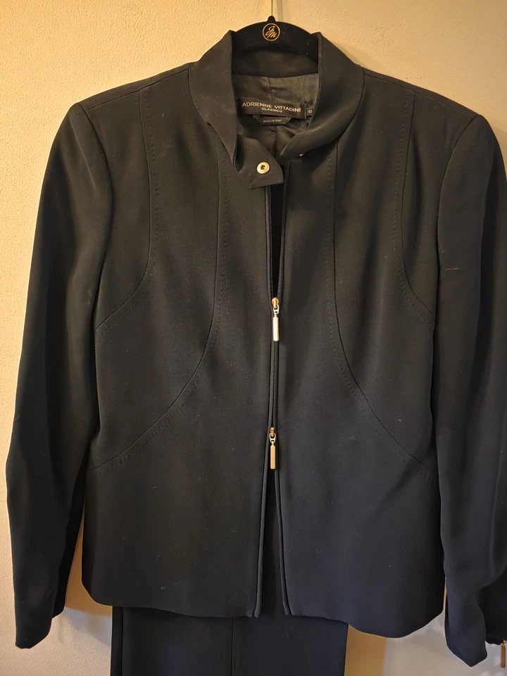 ADRIANNAE VITTADINI 2 PIECE PANT SUIT BLACK SZ 12 LONG SLEEVE PANTS SZ 10 - Image 4 of 4