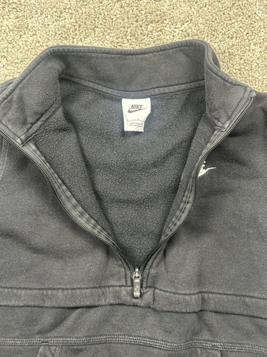 Nike Pullover Sweatshirt Youth Large Black Side Swoosh 1/2 Zip Fleece Lined - Picture 10 of 19