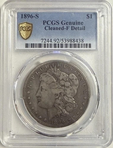1896-S Morgan Silver Dollar Scarce Date PCGS Genuine Fine Details As Shown # 436