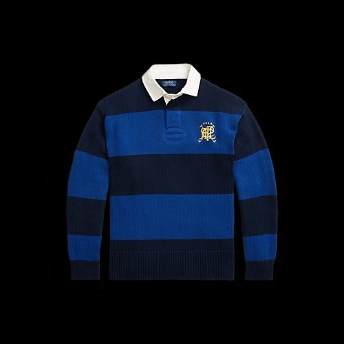 New Polo Ralph Lauren Striped Rugby Sweater Mens Royal Combo Cotton.£269. Size S - Picture 9 of 12