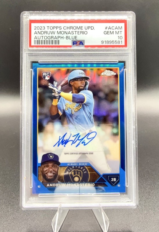 2023 Topps Chrome (RC) Andruw Monasterio Auto /150 Blue PSA 10 POP 2!