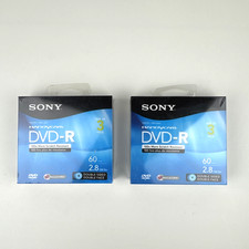 Sony Handycam DVD-R Sealed Two 3 Pack 60min 2.8GB Double Sided Discs Total of 6