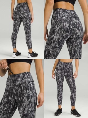 Lululemon Fast and Free High-Rise 23''Lino Slide Alpine White Black Sz0 NWOT