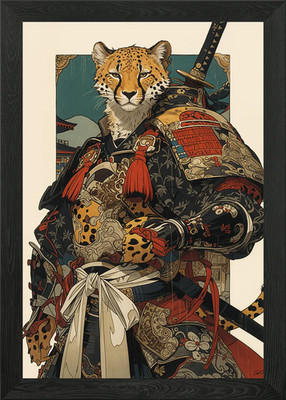 Samurai Gepard gerahmtes Wandbild Poster Leinwanddruck Bild