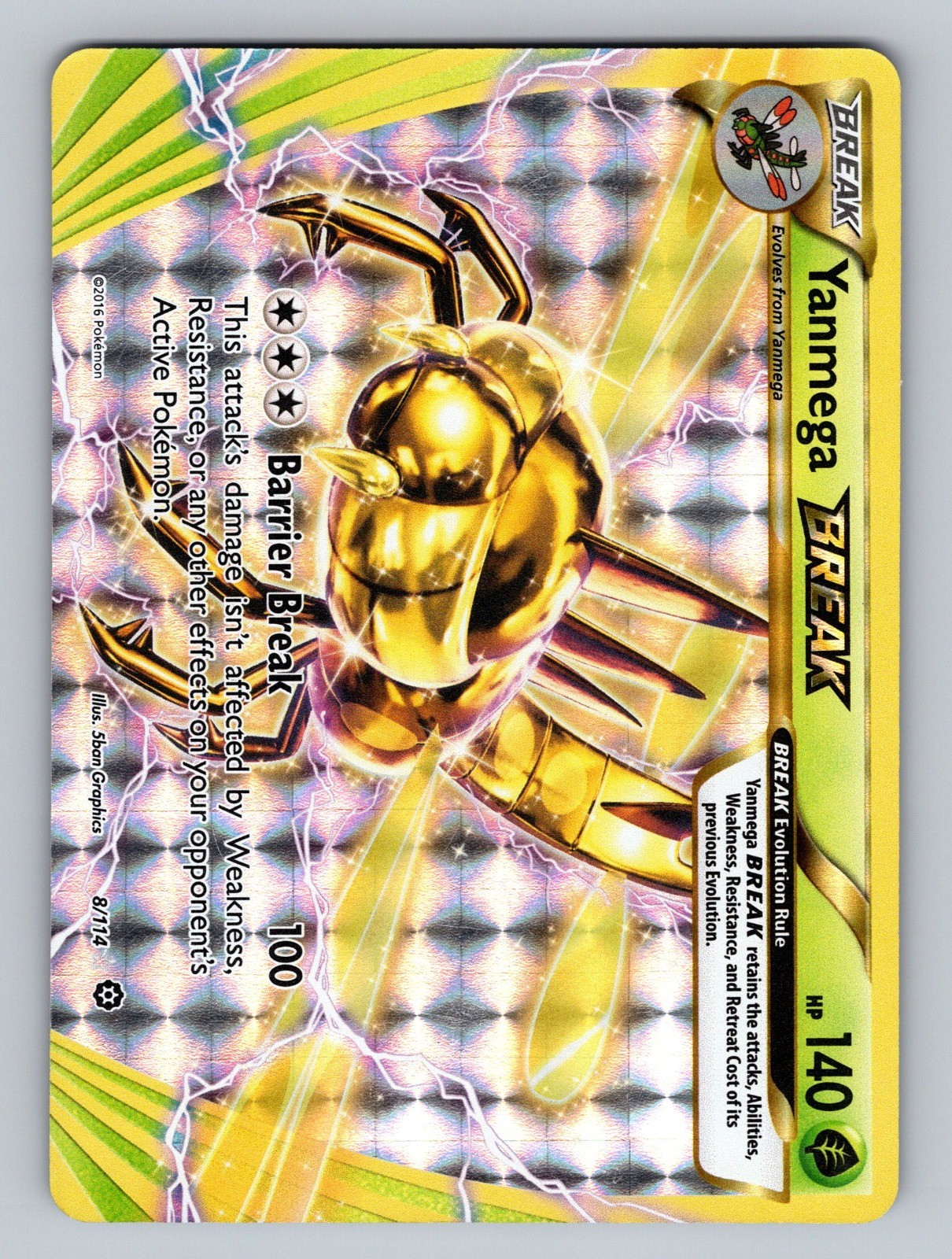 Yanmega BREAK Holo Rare BREAK XY - Steam Siege 8/114 LP