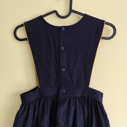 Pommes Framboise Paris Navy Embroidered Dress Girls 126cm Sleeveles Overall - Picture 3 of 10
