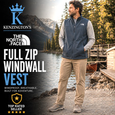 The North Face WindWall Vest Men  s XL Gray Blue Logo Full Zip Softshell Fleece