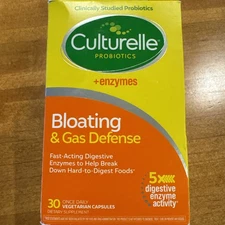 Culturelle Probiotic Bloating & Gas Defense 30 Vegetarian Cap Exp 8/26 FREE SHIP