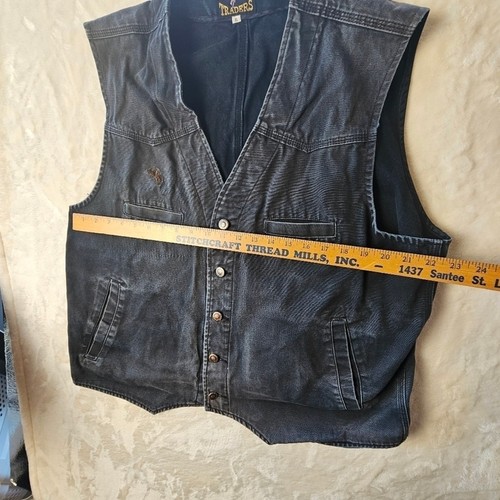 Wyoming Traders Denim Vest XL black concealed carry cowboy western sheriff - Picture 6 of 15