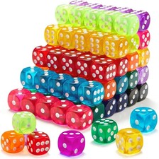 50 Pcs Colored Dice Set Translucent 6-Sided Dice for Board Games Classroom Party
