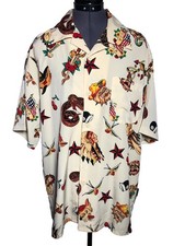 Vintage Dragonfly Pinup Tattoo Rockabilly Shirt Vintage Aloha Style USA Theme L