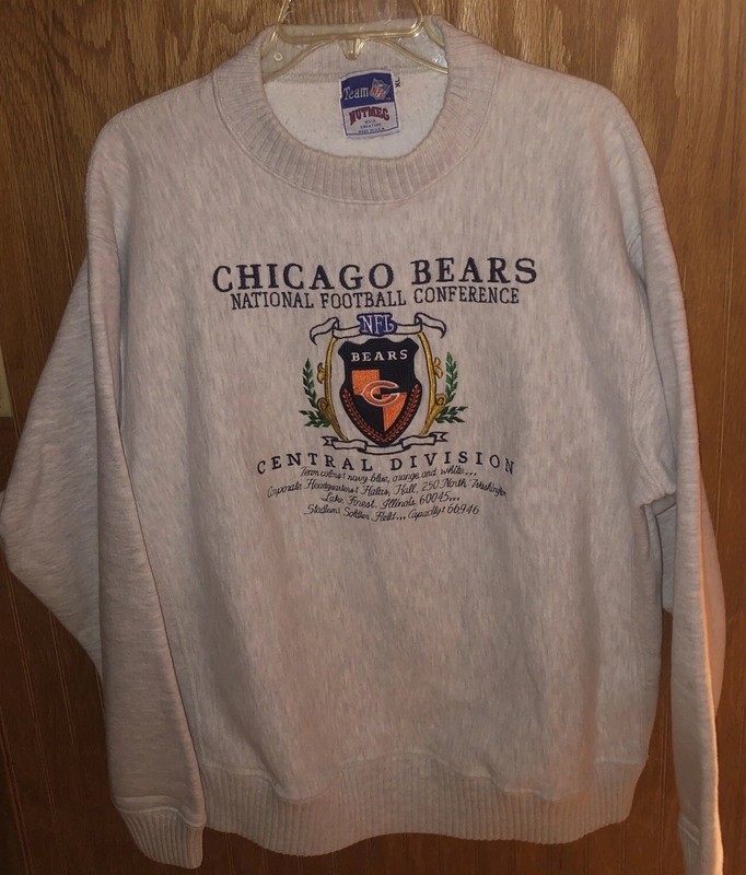 MINT ULTRA RARE Chicago Bears Sweatshirt Mens XL 90s Nutmeg CENTRAL DIVISION