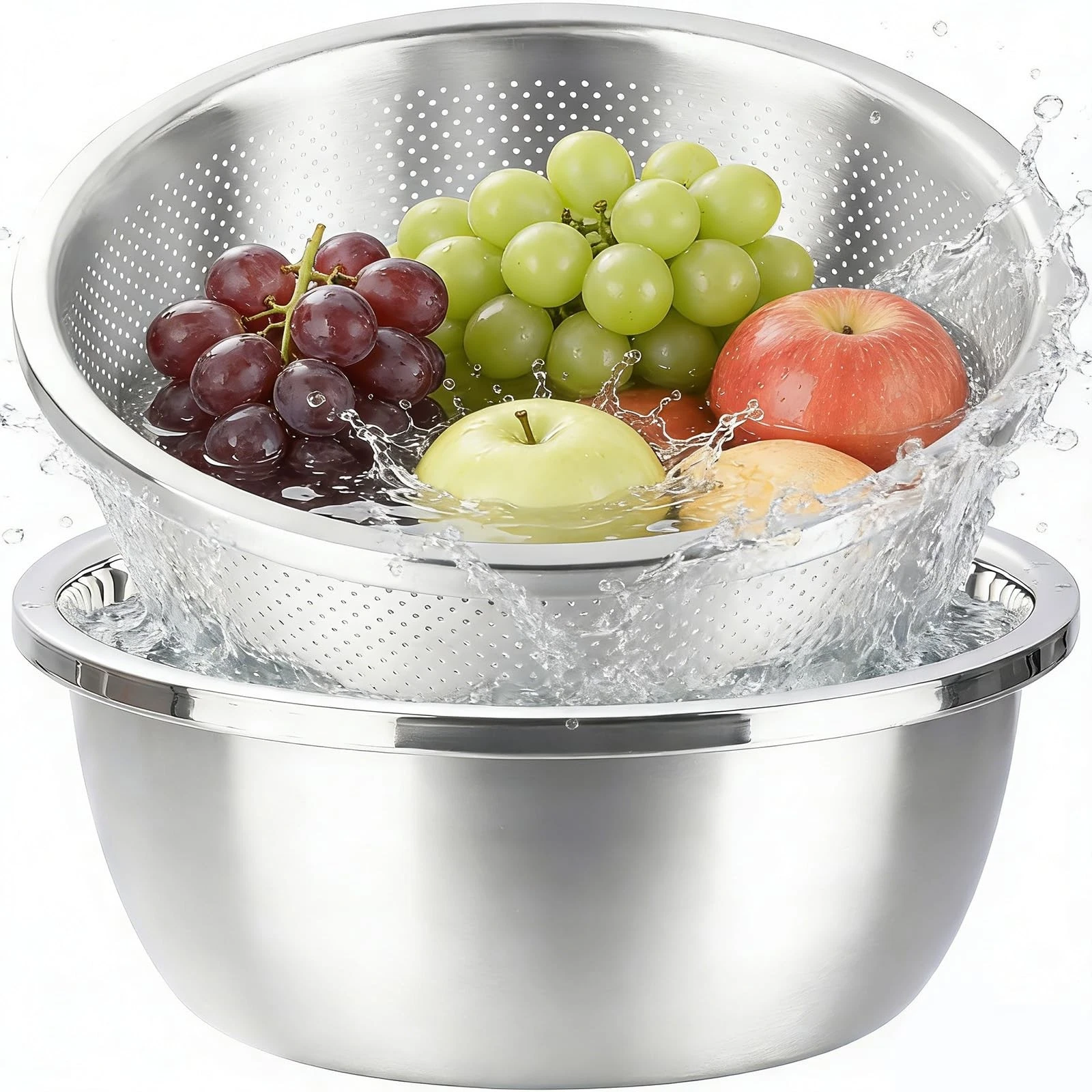 Colander and Bowl Set 7.3QT (2-in-1) - Thickened 304 Stainless Steel Kitchen ...
Opens in a new wind