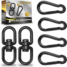 Black Swing Swivels 2 Pack, 304-Stainless Steel Swivel Rings, Double Eye Swivel 