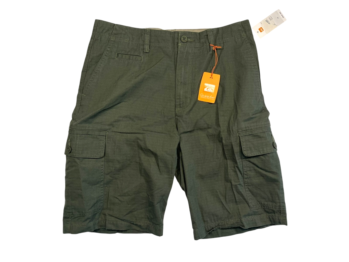 QUIKSILVER WATERMAN COLLECTION Green Cotton CARGO SHORTS Summer