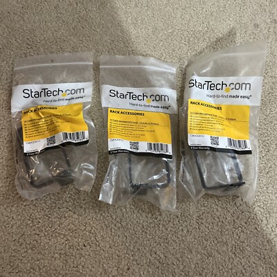 Lot Of 3 Startech.com 1u Vertical Server Rack Cable Management  Hook 2.2x3.9in