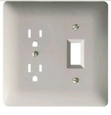 Lot of 5 - Taymac Nonmetallic Wallplate, One Duplex, One Toggle, Two Gang, White