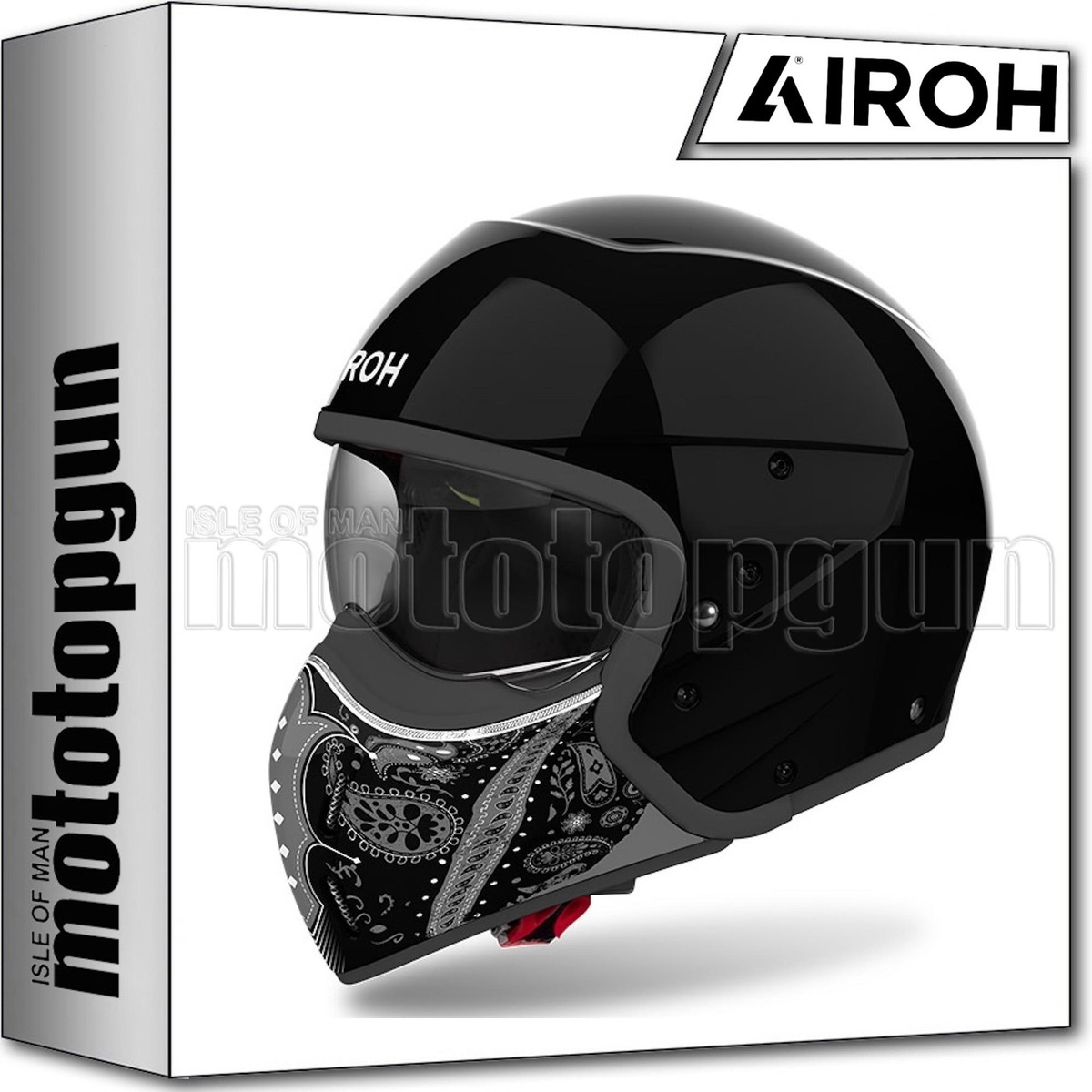 AIROH CASCO JET MOTO J1P17 J 110 PAESLY NEGRO GLOSS XS