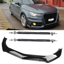Front Bumper Lip Splitter Spoiler +Strut Rods Bar Rods For AUDI Body Kit G