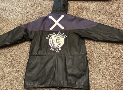 Vintage On Deman Corp Leather Jacket Black Purple “World