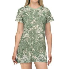 T-Shirt Dress Top William Morris Tulip Floral Pattern Artwork Fine Art Nouveau