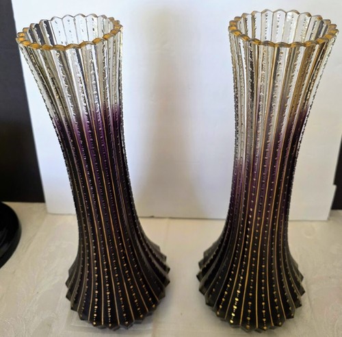 MOSER's Old Unique, RARE Custom, Non-production Vase Set. Amethyst, 18K Gold - Picture 4 of 8